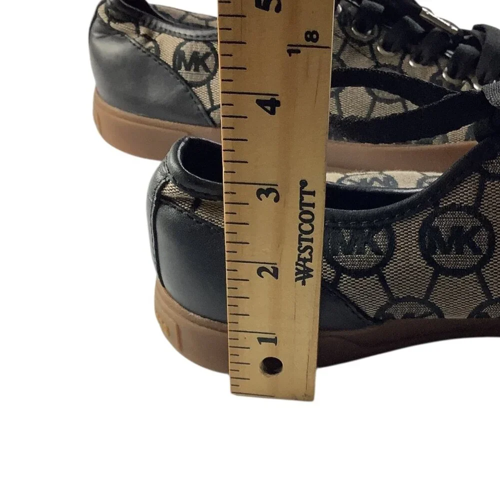 Michael Kors Womens MK Logo Monogram City Sneakers Sz 8M Black & Tan Rubber Sole